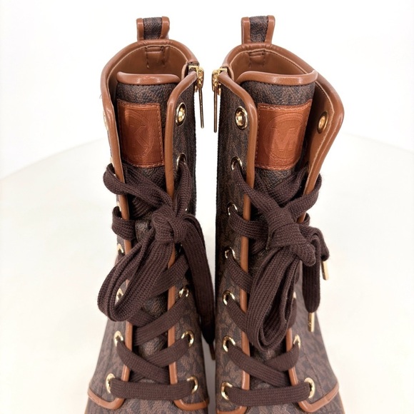 MICHAEL KORS | Corey MK Logo Combat Boots in Brown | Sz 8 - Picture 8 of 16